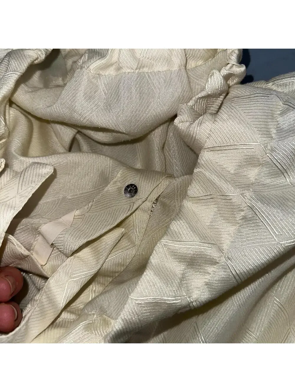 Christian Dior VTG Pajama Set Mens Cream Pants Shirt USA 90s Heavy Wear